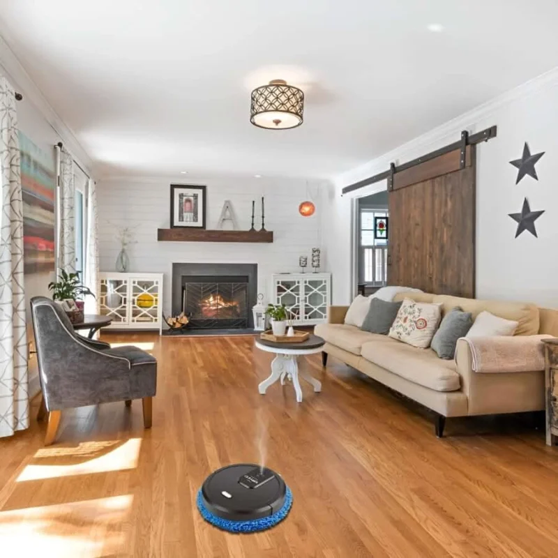 Robot Vacuum and Mop Intelligent Navigation with Blue Microfiber Pad - Detailed view
