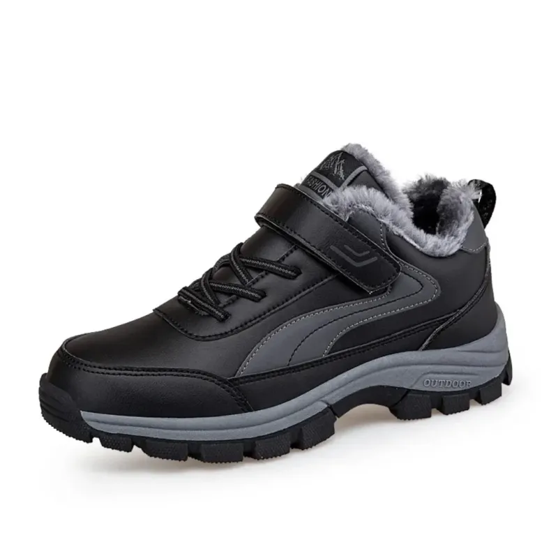 Mens Waterproof Walking Shoes Fleece Lined with Velcro Closure - Detailed view