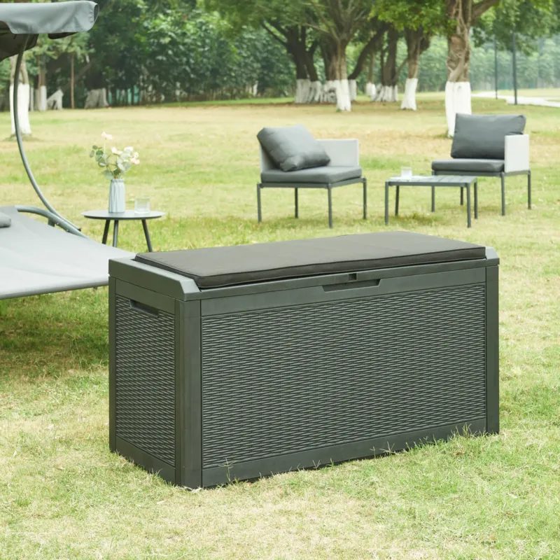Aufbewahrungsbox Atella 122x54,5x65cm Schwarz, Rattanoptik [casa.pro] - premiumXL