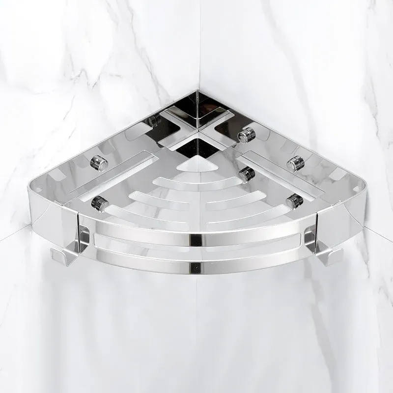 Corner Bathroom Shelf Stainless Steel Two-Tier Design - Product showcase