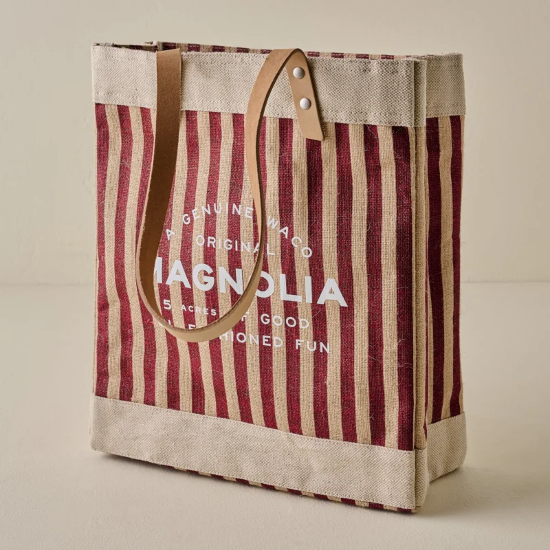 Magnolia Burgundy Stripe Market Tote