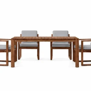 Bodil Kjær Gartenset in geöltem Teak mit 1 Gartentisch und 4 Gartenstühlen inkl. Kissen von Carl Hansen & Søn
