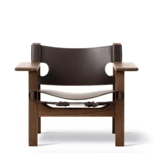The Spanish Chair in dunkelbraunem Leder, Walnuss Öl von Børge Mogensen