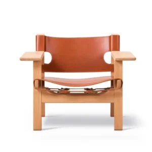 The Spanish Chair in Cognac Leder, Eiche hell geölt von Børge Mogensen
