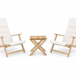 Outdoor-Lounge-Set aus Teak mit 1 BM5868 Beistelltisch und 2 BM5568 Deckstühlen inkl. Kissen von Carl Hansen & Søn