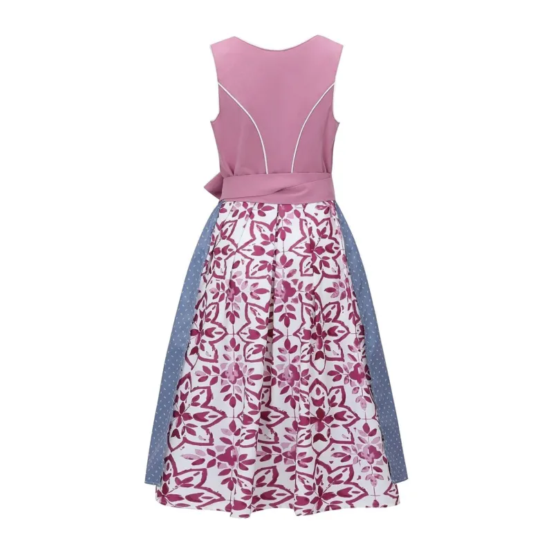 Traditional Dirndl Dress Mauve Bodice With Floral Cotton Skirt - Product example