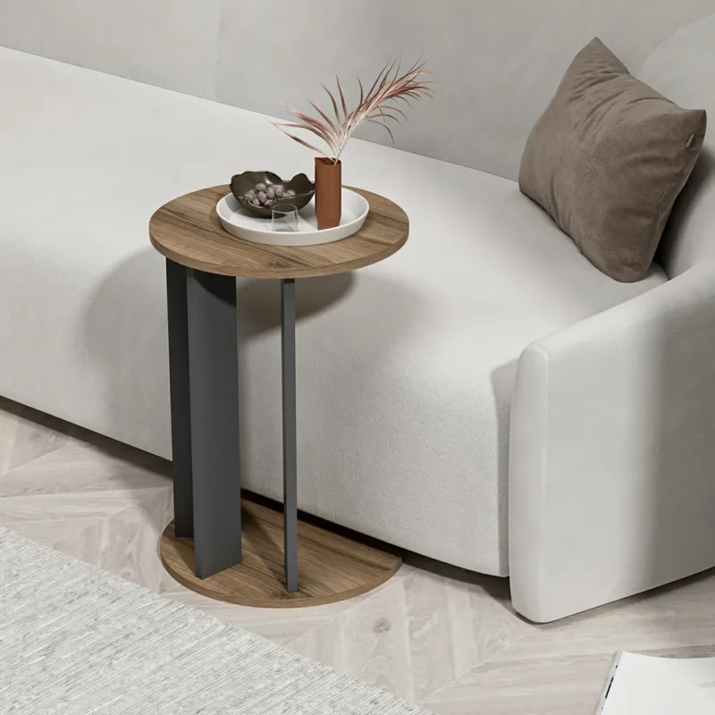 Beistelltisch Frederiksberg 64x34 cm Walnussoptik / Anthrazit [en.casa] - premiumXL