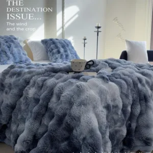 Faux Fur Throw Blanket Ultra Soft Plush Gray Texture - Product showcase