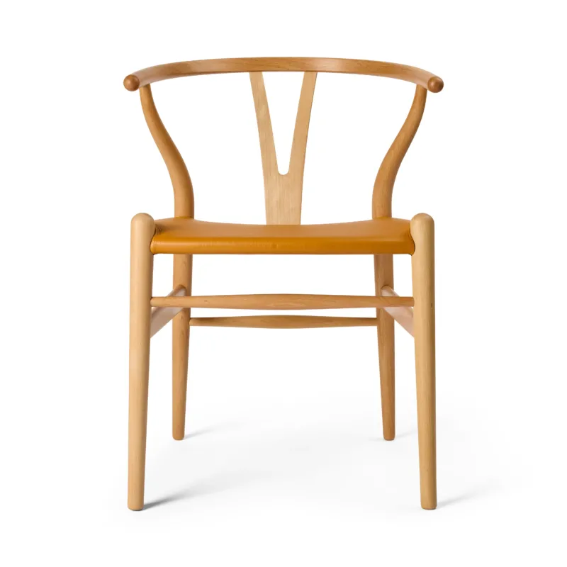 Wishbone Chair CH24P, Buche, geölt, mit Loke 7050 Leder von Hans J. Wegner