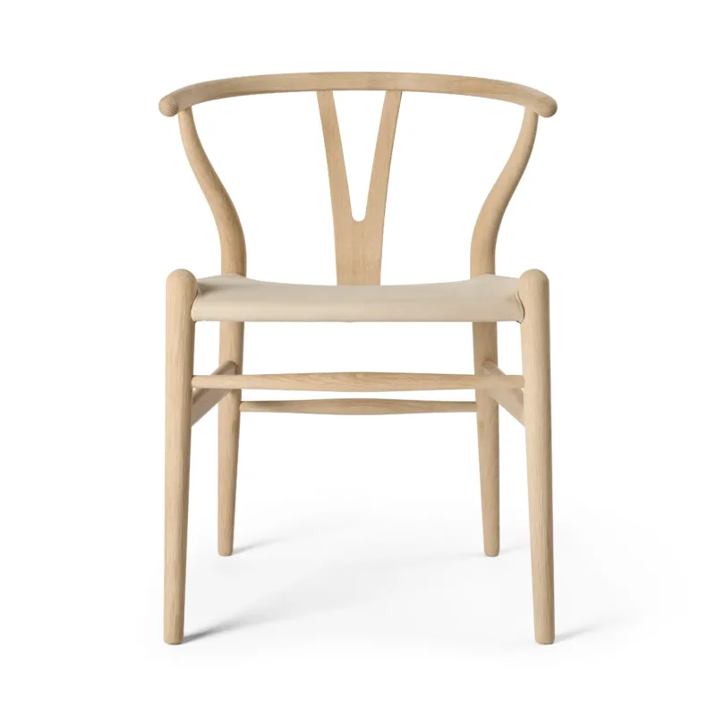 Wishbone Chair CH24P, Eiche seifenbehandelt mit Terra 20364 Leder von Hans J. Wegner