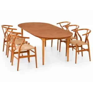 Hans J. Wegner Esstischset, 1 x Special Edition CH338 Esstisch in Teak/Eiche Mix, 6 x CH24 Wishbone Chairs in Teak von Carl Hansen & Søn