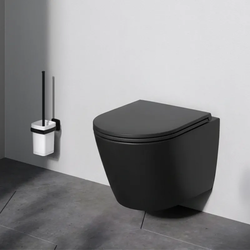 Wand-WC Flash AquaSpin spülrandlos mit WC-Sitz, Schwarz – CNA1901PMBSC