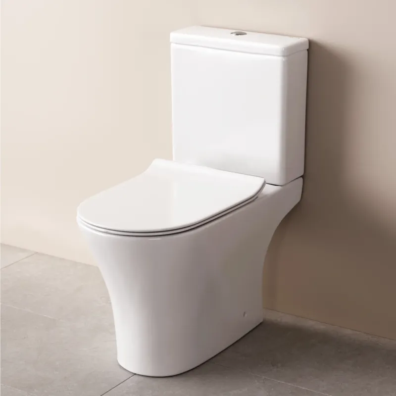 Stand-WC Flash mit waagerechtem Wandabgang (PK), spülrandlos mit Soft-Close-WC-Sitz – CNA8600PSC