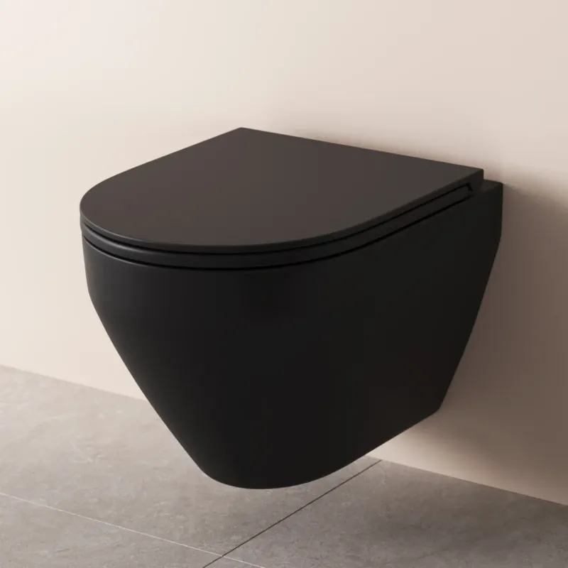 Wand-WC FlashClean spülrandlos mit WC-Sitz, Schwarz – CSB1700MBSC