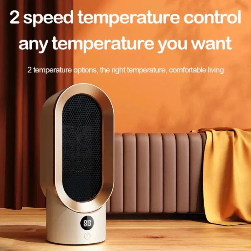 Ceramic Space Heater Digital Display Portable Electric Fan - Detailed view