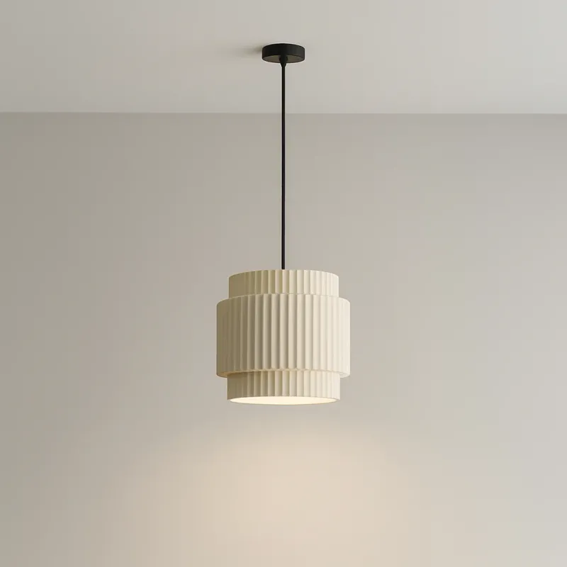Modern Pendant Light Ribbed Ceramic Shade Design - Product showcase