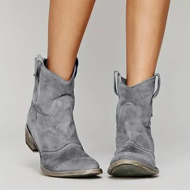 Western Ankle Boots Distressed Suede Design - Product detail 4