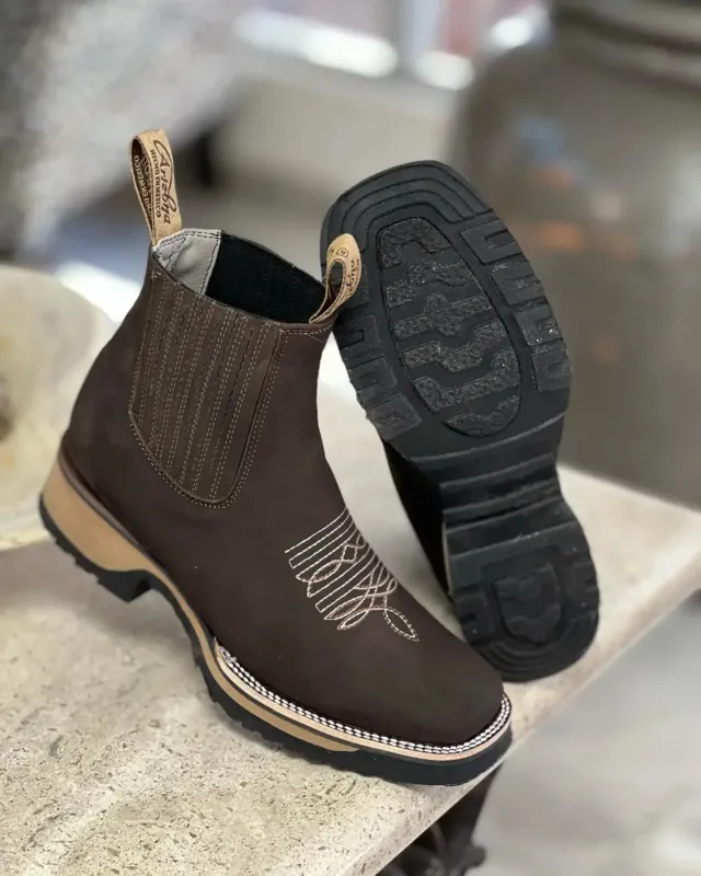 Western Leather Boots Classic Chelsea Cowboy Design - Product example