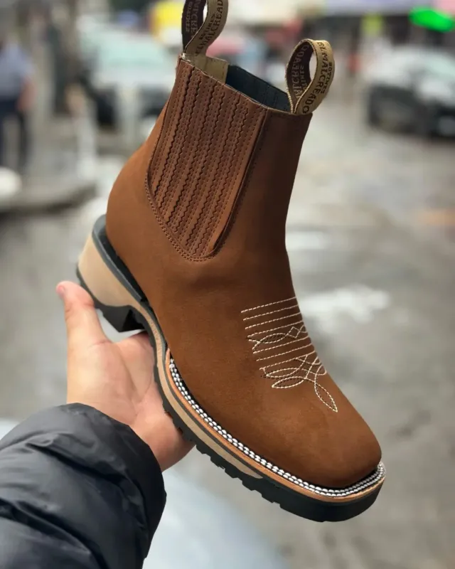 Western Leather Boots Classic Chelsea Cowboy Design - Product showcase