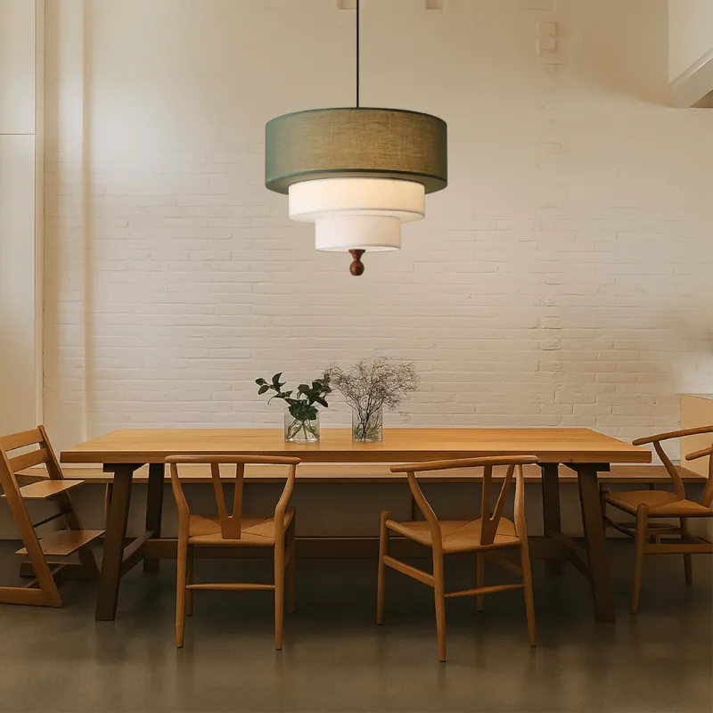 Modern Pendant Light Tiered Fabric Shade Design - Product showcase