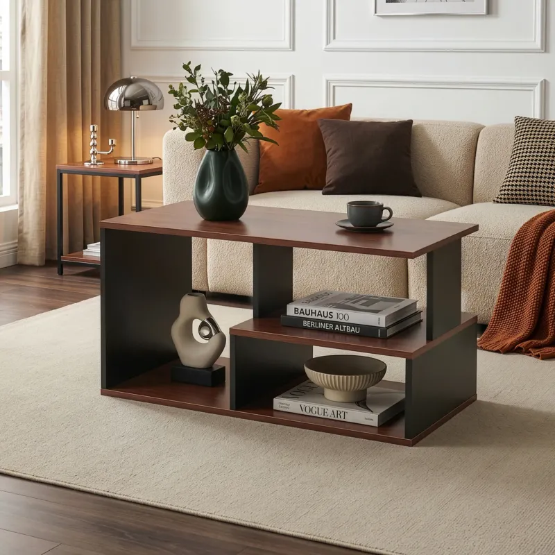Couchtisch Trond 80x40x42 cm Schwarz/Walnuss [en.casa]