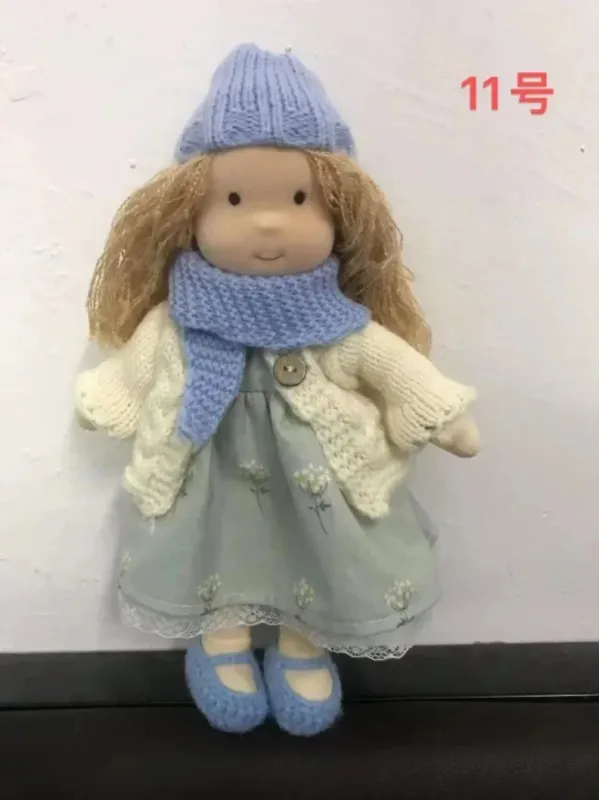 Waldorf Cotton Doll Autumn Floral Dress With Knit Cardigan - Detailed view