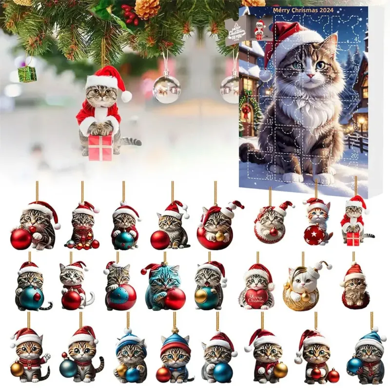 Dachshund Christmas Advent Calendar 24 Day Holiday Countdown with Festive Dog Ornaments - Detailed view
