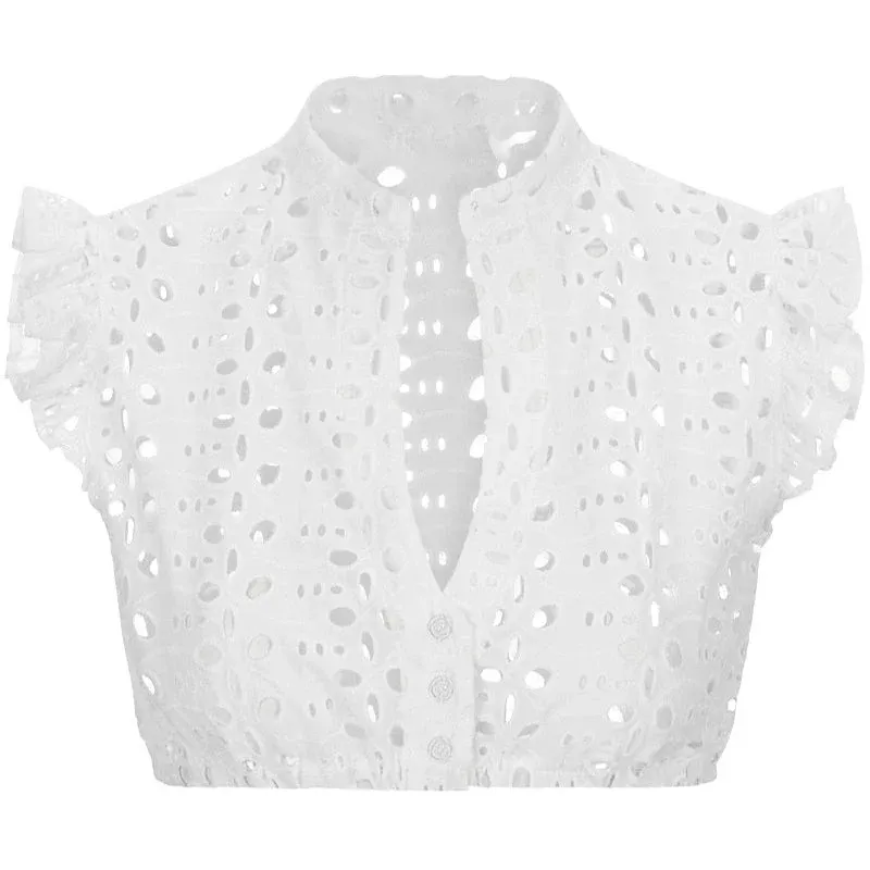Eyelet Lace Crop Top White Cotton Broderie Anglaise - Product showcase