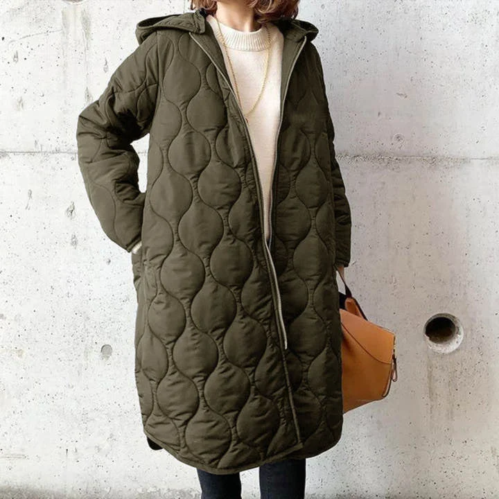 Quilted Winter Coat Hooded Mid-Length Design - Product detail 4