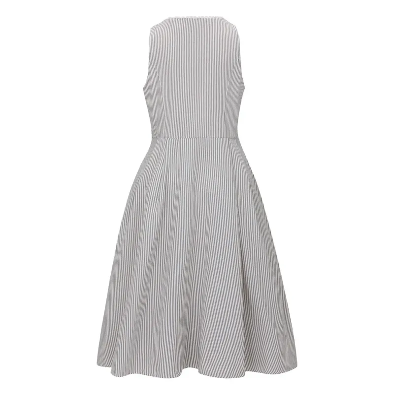 Traditional Dirndl Dress Striped Bodice With Floral Skirt - Product detail 4