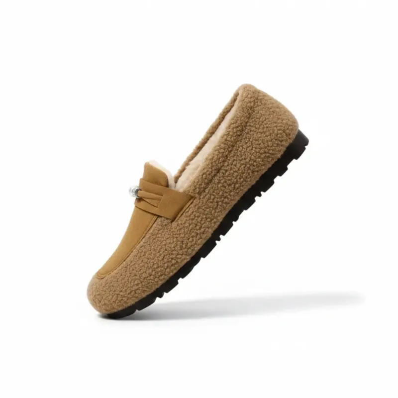 Womens Sherpa Slippers Faux Fur Loafer Style With Non-Slip Sole - Product detail 4