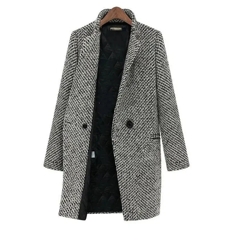 Houndstooth Winter Coat Tailored Wool Blend Design - Product example
