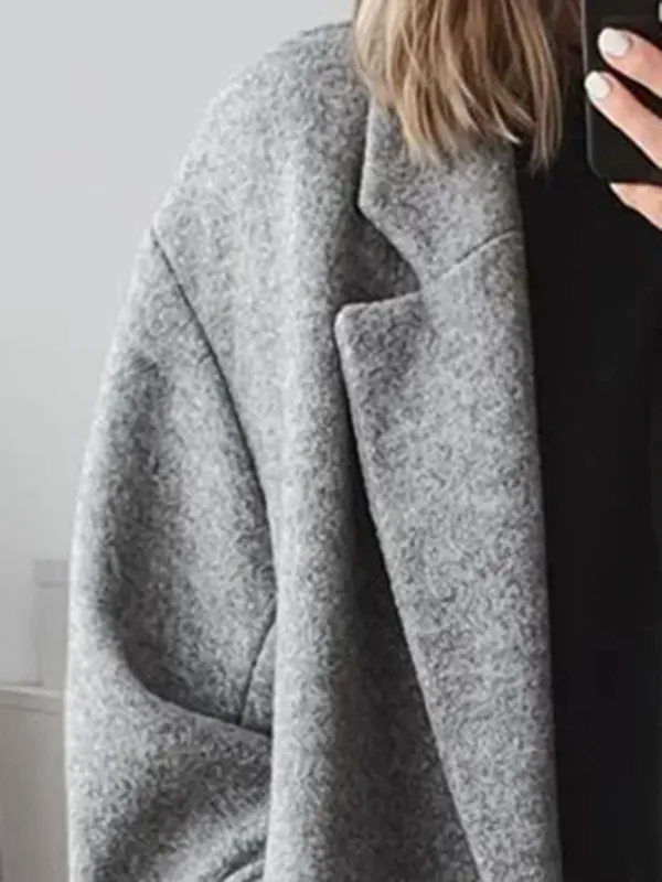 Oversized Winter Coat Double-Breasted Longline Wool Design - Product detail 4