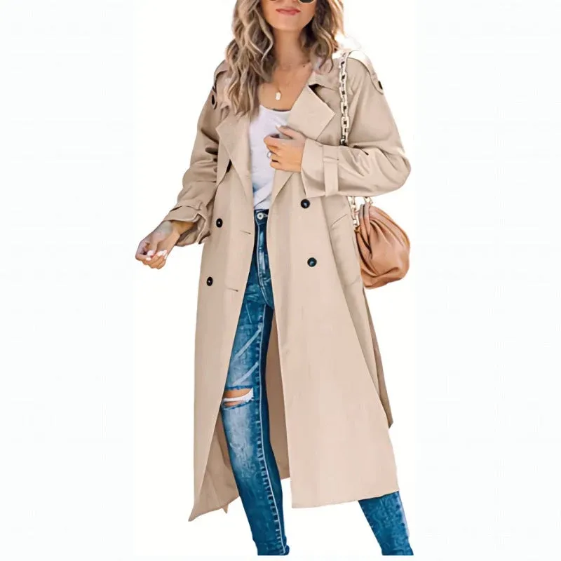 Classic Long Trench Coat Double-Breasted Tailored Design - Product detail 4