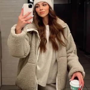 Cozy Fleece Jacket Oversized Sherpa Winter Wear - Product showcase