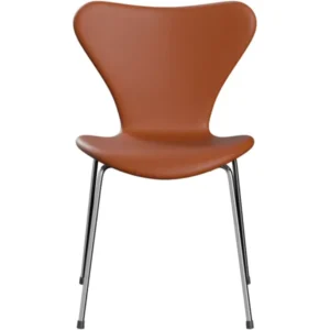 3107 Stuhl, vollgepolstert Essential Leder Walnuss/Chrom Gestell von Arne Jacobsen