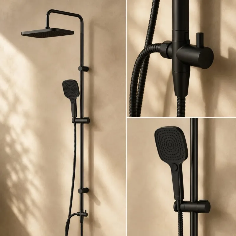 Duschsystem Play mit Regendusche, Schwarz – F078W022