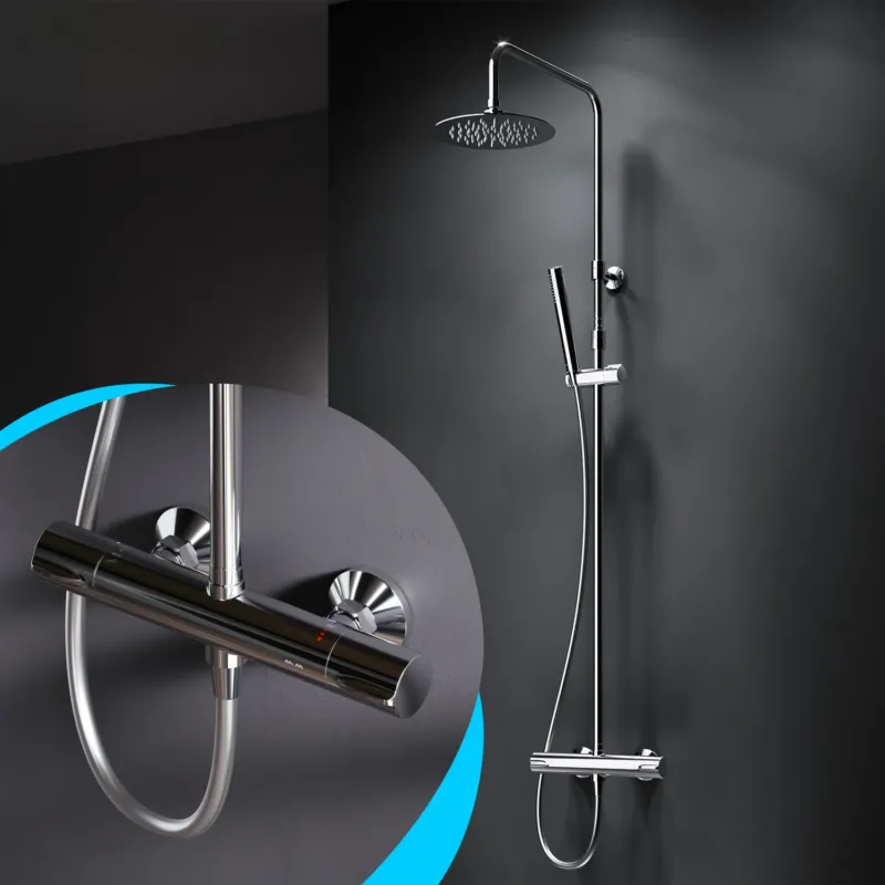 Duschsystem Spike mit Thermostat und Regendusche – F07PA400