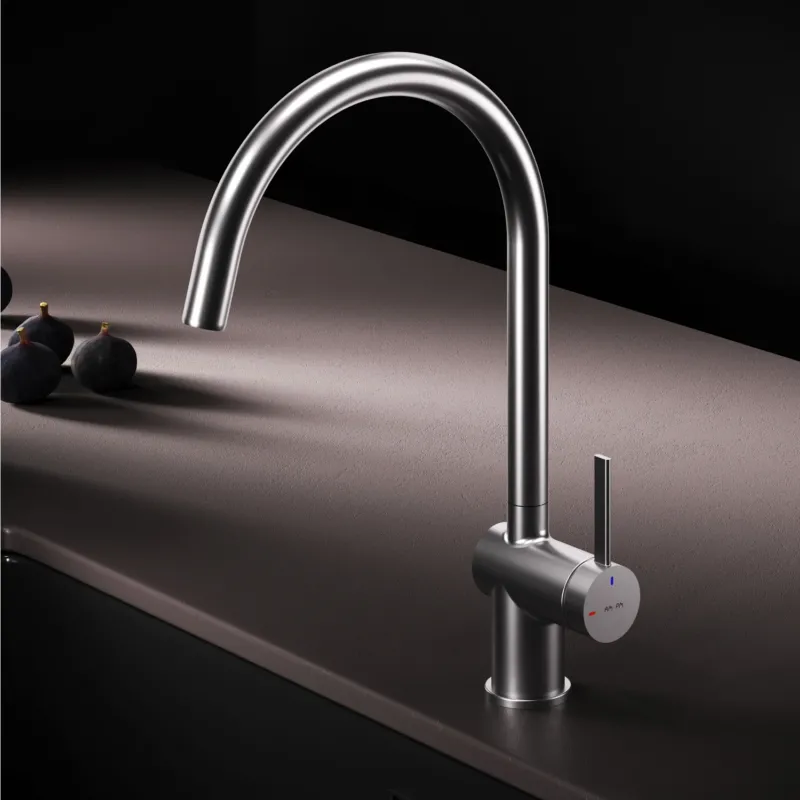 Küchenarmatur Func mit schwenkbarem Auslauf und EcoStart, Satin – F8F07011