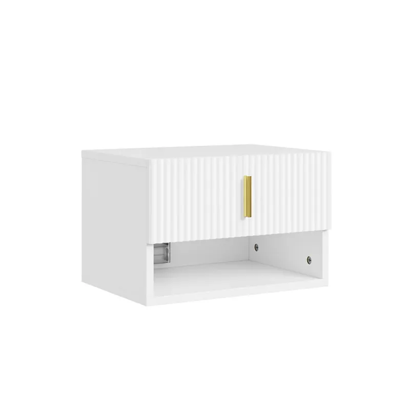 SoBuy Nachttisch hängend mit Sensorlicht und Schublade Weiß FBT176-E-W