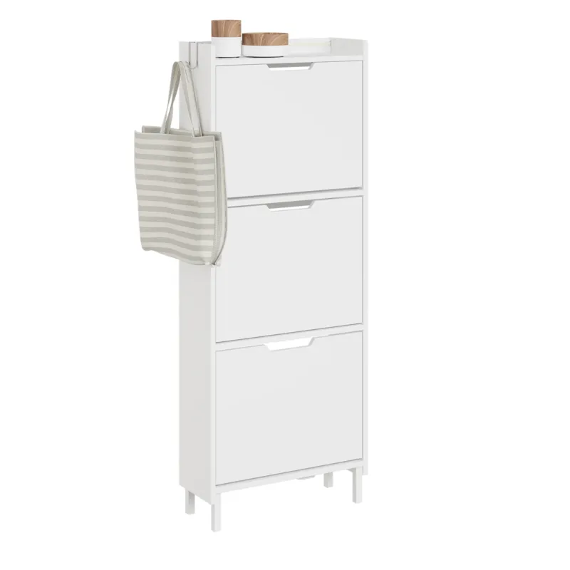 SoBuy Schuhschrank Schmal Hängend mit Sensorlicht und 19 cm Tiefe Weiß FSR151-H-E-W