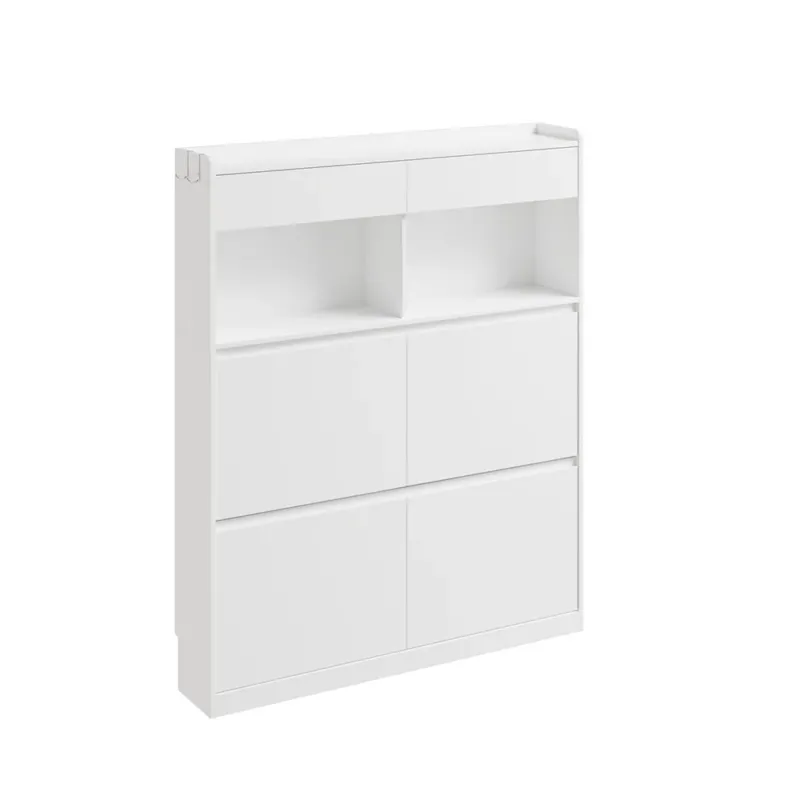 SoBuy | Schuhkipper | Schuhschrank schmal hoch weiß | White | 98×19×120 cm | FSR224-E-W