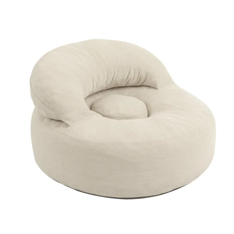 SoBuy | Sofa | Sessel mit Hocker Loungesessel mit Liegefunktion Weiß | 110×125×65 cm | FST100-MI
