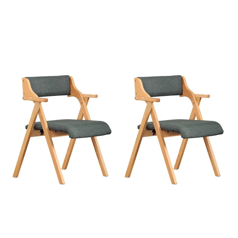 SoBuy Klappstühle 2er Set Vergrößerter&Verbreiterter Holz gepolstert Dunkelgrau FST98-SGX2