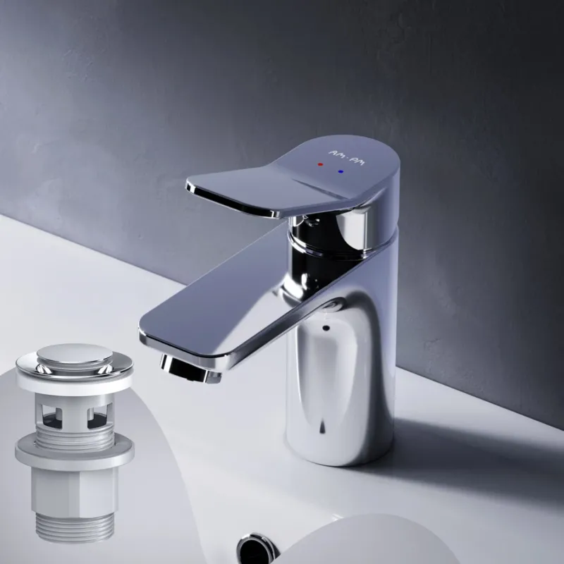 FXA82100 Bad Armatur X-Joy Waschtischarmatur mit Klick-Ablaufgarnitur Wasserhahn ampm-store.de