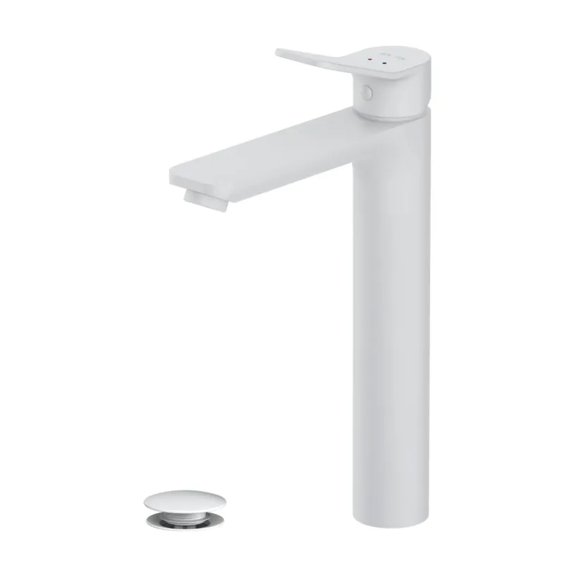 Hohe Waschtischarmatur X-Joy mit Klick-Ablaufgarnitur, Weiß – FXA92233