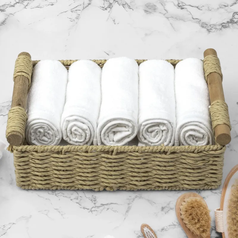 Hotel Luxury Face Towel Set Of 5 - White - LOVE FOR WHITE