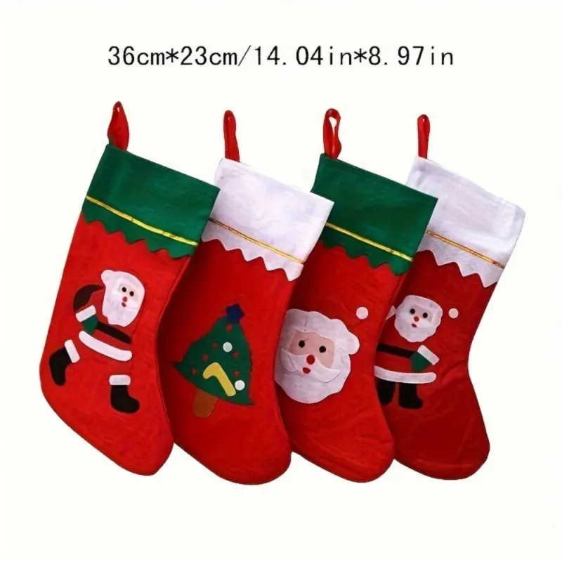 Christmas Stocking Holder Set 4 Festive Character Stockings with Cute Animal Hooks - Product detail 4