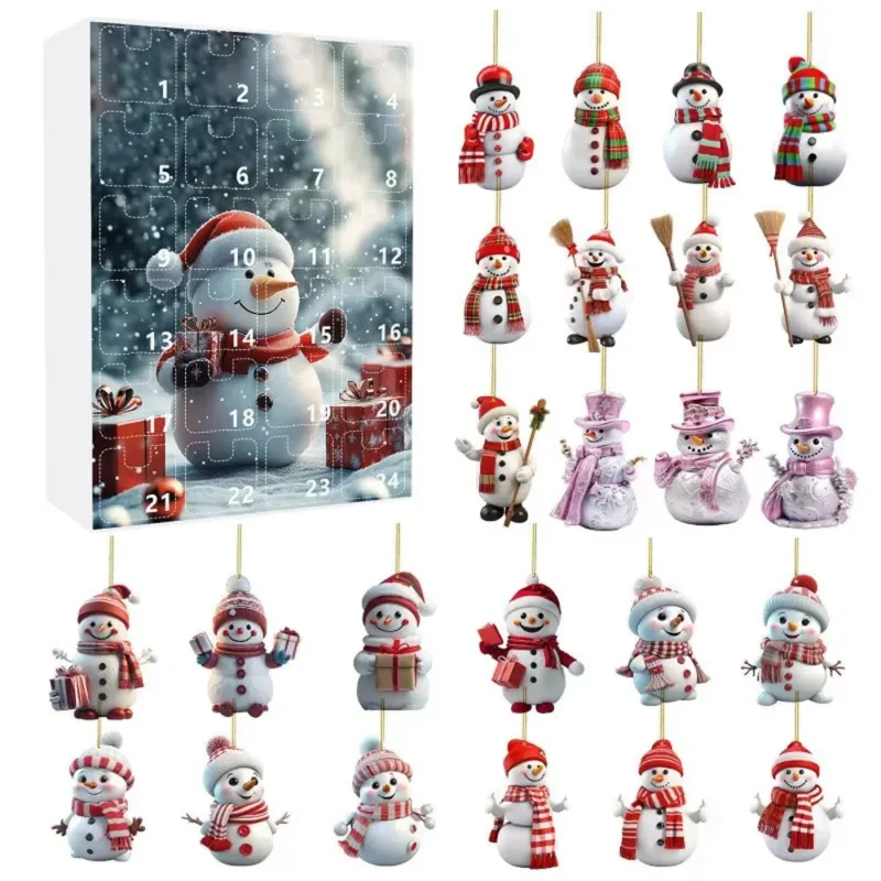 Christmas Advent Calendar 24 Snowman Ornament Surprises - Detailed view