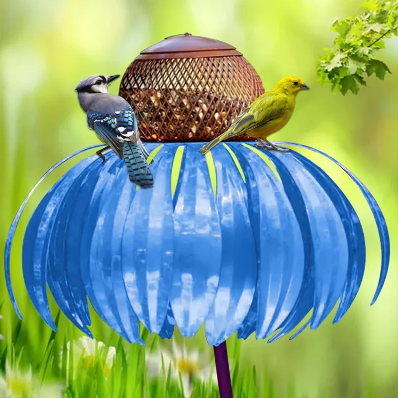Decorative Metal Bird Feeder Pink Flower Garden Ornament - Product detail 4